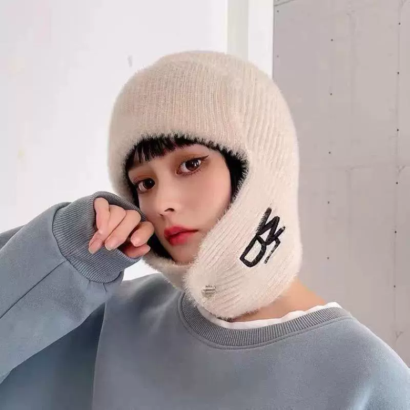 Теплая дорожная демисезонная шерстяная вязаная шапка в корейском стиле