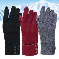 Warm Women's Winter Han Version New Autumn Winter Outdoor Windproof Touch Screen Non-Fluff Women's Plain Color Warm Gloves