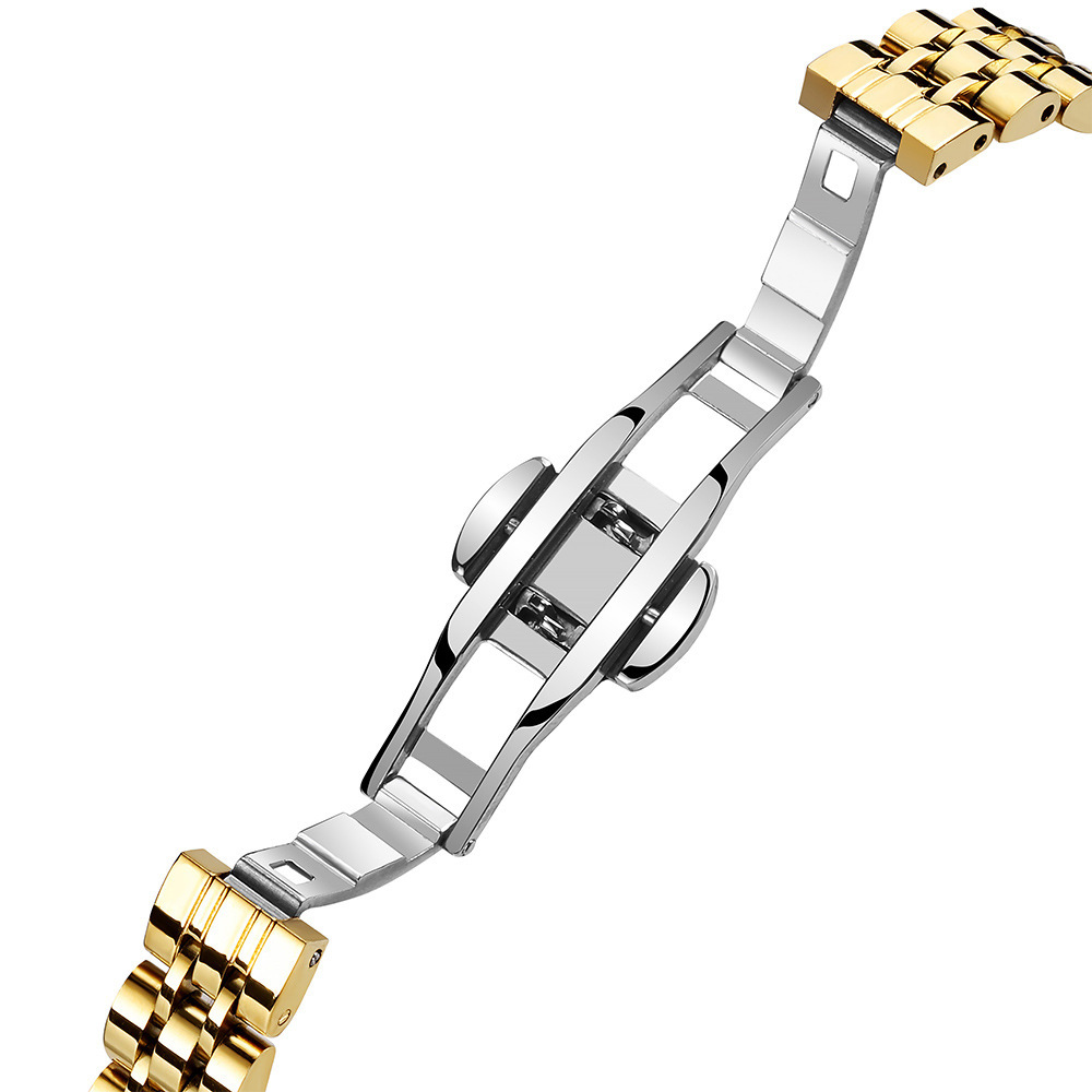 Gordie Fashion Compact Textured Niche High-End Feel Women's Stainless Steel Butterfly Double Push Button Waterproof_voghion.com