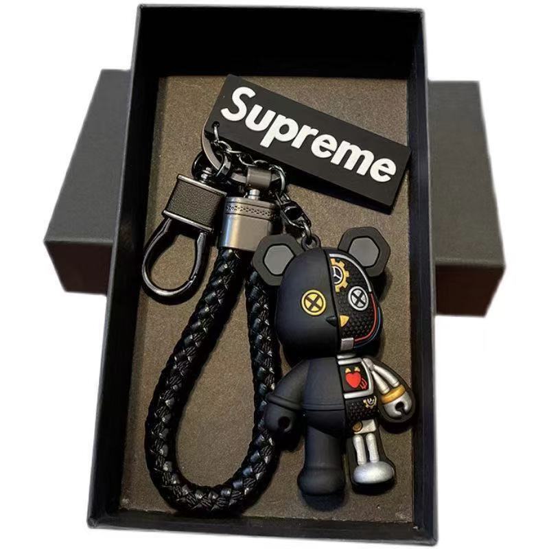 Luxury New Mechanical Bear Car Keychain Key Chain Personalized Cartoon Couple Bag Creative Pendant Pendant