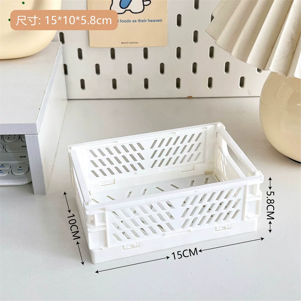 Foldable plastic storage box, table organizer 25.4×16.6×2.1 cm, lightweight multipurpose