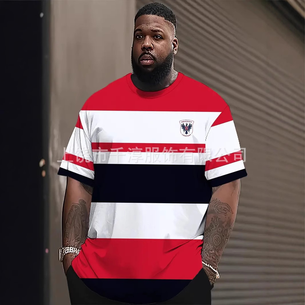 AliExpress TMEU verano estilo caliente comercio exterior ropa de hombre deportes de manga corta camiseta impresa a rayas de cuerpo completo digital 3D