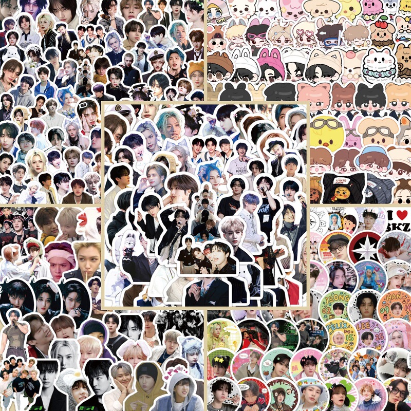300 Pieces of Stray Kids Cartoon Graffiti Stickers Korean Boy Group Cross-Border Decoration Car Luggage Stickers Wholesale