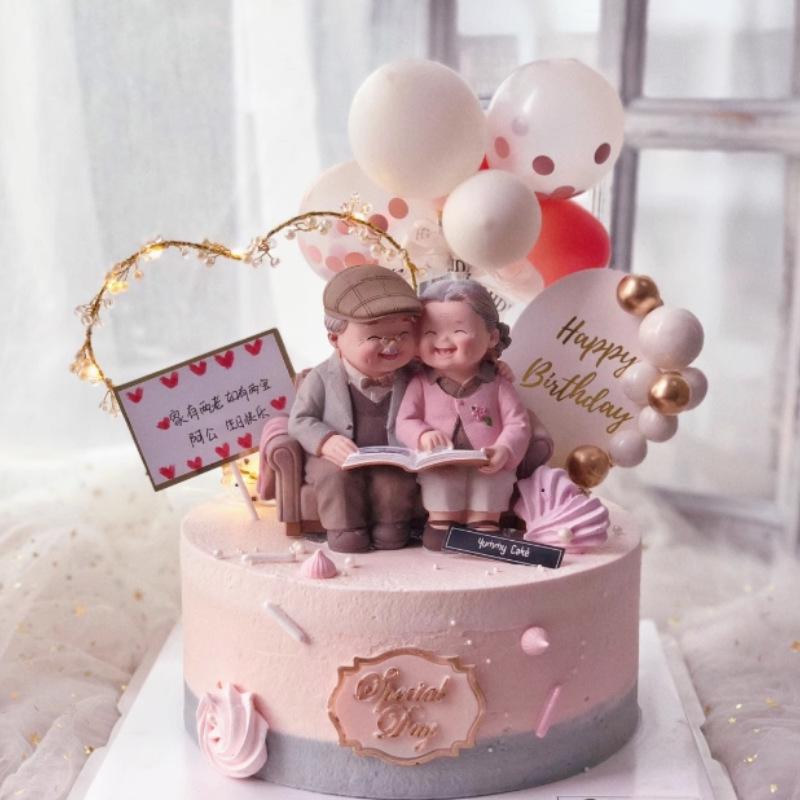 Decoración de pastel de horneado, amor, sofá, abuelos y abuelas, adornos de regalo para personas mayores.