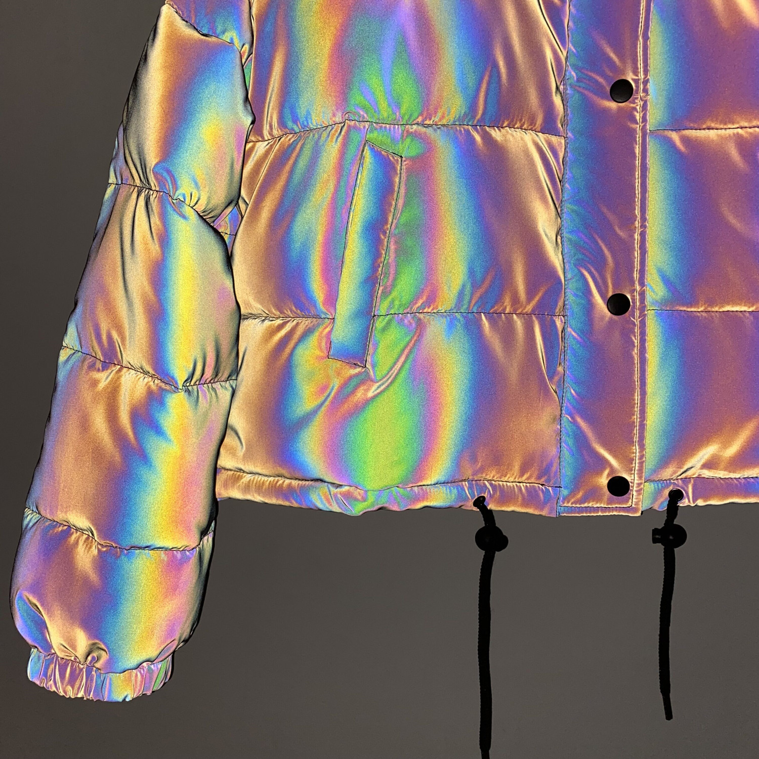 Men's Clothing stand collar reflective cotton coat for women fashion luminous thick cotton coat_voghion.com