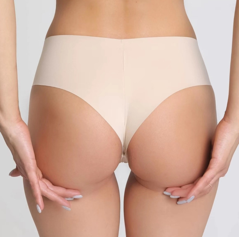 Cross-Border Underwear factory direct supply double-sided high-elastic laser cutting large size one-piece solid color women's half-bag hip pants