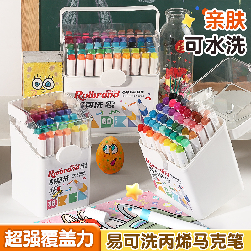 Lavable acrílico marcador de pintura infantil graffiti marcador acuoso pluma de tela plegable pluma en stock al por mayor