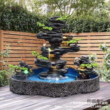 戶外大型假山流水花園庭院魚池噴泉水循環辦公室酒店室內水麥太保