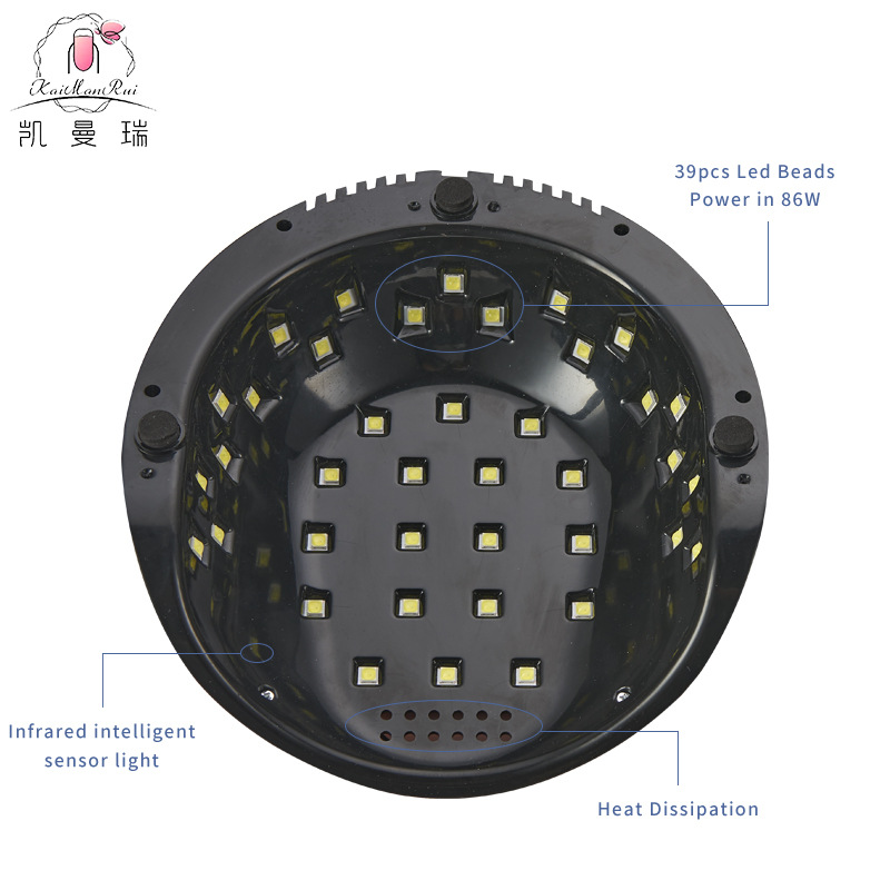 Nueva lámpara de fototerapia de uñas 86W con soporte de teléfono móvil lámpara de uñas uvled doble fuente de luz lámpara de hornear de uñas transfronteriza al por mayor