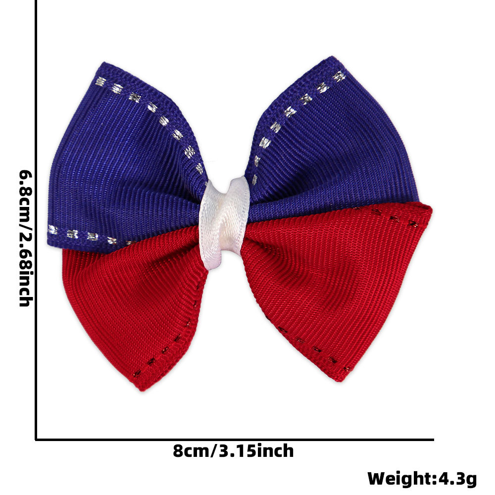 Nueva pinza para el cabello del Día de la Independencia de EE. UU., Clip lateral a rayas rojas, blancas y azules, accesorios para el cabello, estampado de estrellas y rayas femeninas, clip de pico de pato con lazo