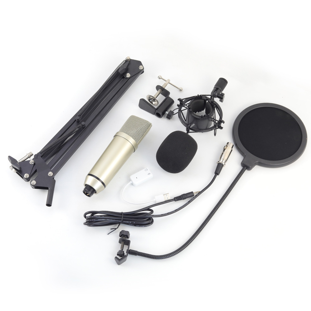 Transfronterizo BM800 micrófono de condensador V8 teléfono móvil inglés tarjeta de sonido ordenador USB soporte voladizo transmisión en vivo traje