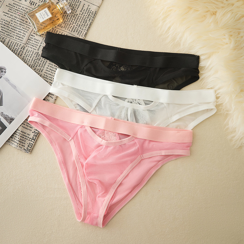 Men's Low-Waist Breathable Front and Rear Hole U-Convex Cross-Border Sexy Pure Color Briefs Factory Direct Sale