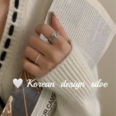 韓國東大門設計個性飾品S925純銀菱形寬版戒指泰銀小眾高級指環女