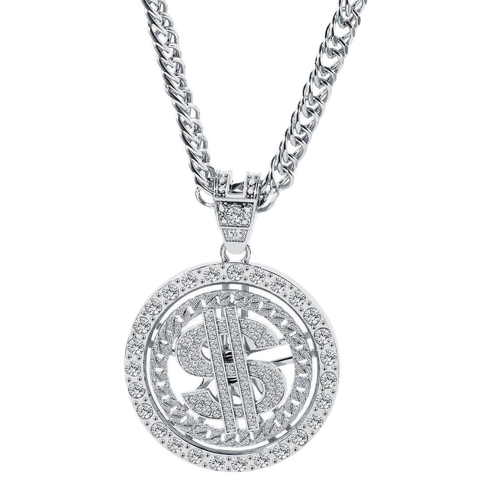 European and American Best Selling Dollar Necklace Hip-hop Personalized Trendy Brand Necklace with Diamond US Dollar Turn Pendant Necklace