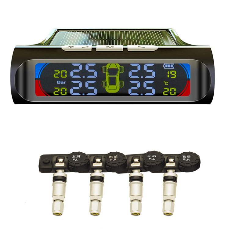 Monitor de presión de neumáticos de automóvil Detección de presión de neumáticos inalámbrica general TPMS Monitoreo de presión de neumáticos solares de alta precisión interno y externo