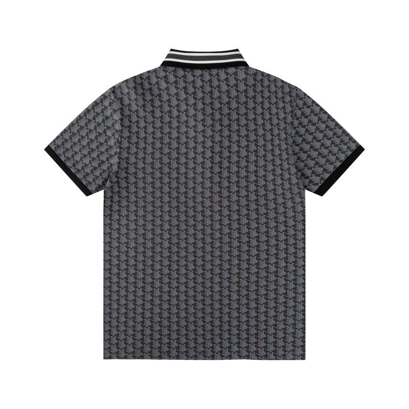 European Cross-Border Exclusive Summer Houndstooth All-Over Crocodile Small Logo High-Definition Lapel Polo Shirt Short-Sleeved Men's and Women's Fashion