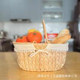 北欧风手工编织藤编收纳篮婚礼花童手提篮家用桌面装饰水果收纳筐