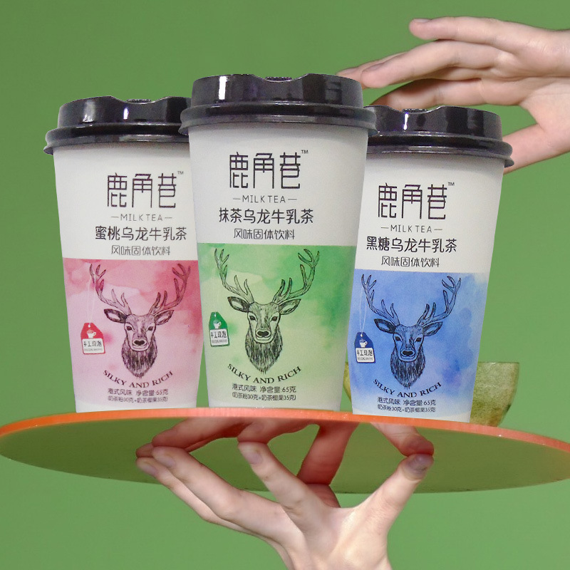Rooftop Tea Shop Hong Kong Style Internet Famous Milk Tea Black Sugar Peach Matcha Flavored Cup Tea Powder Instant Beverage 