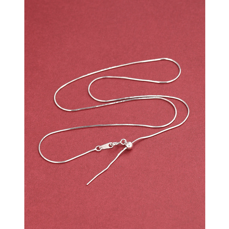 Collar de cadena Chopin de plata de ley 925, cadena universal femenina, cadena de pull, cadena de clavícula, cadena de suéter, colgante de aguja de agujero pequeño de bricolaje