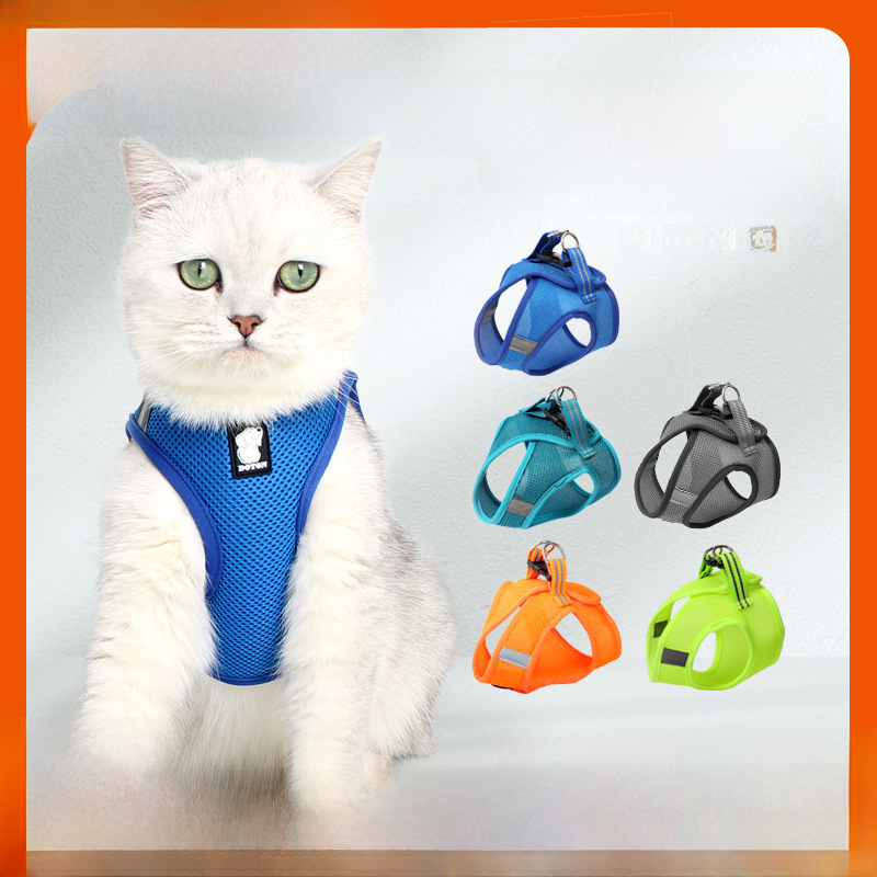 Summer breathable cat vest anti-escape outdoor dedicated cat leash small dog cat anti-escape chest back strap rope 