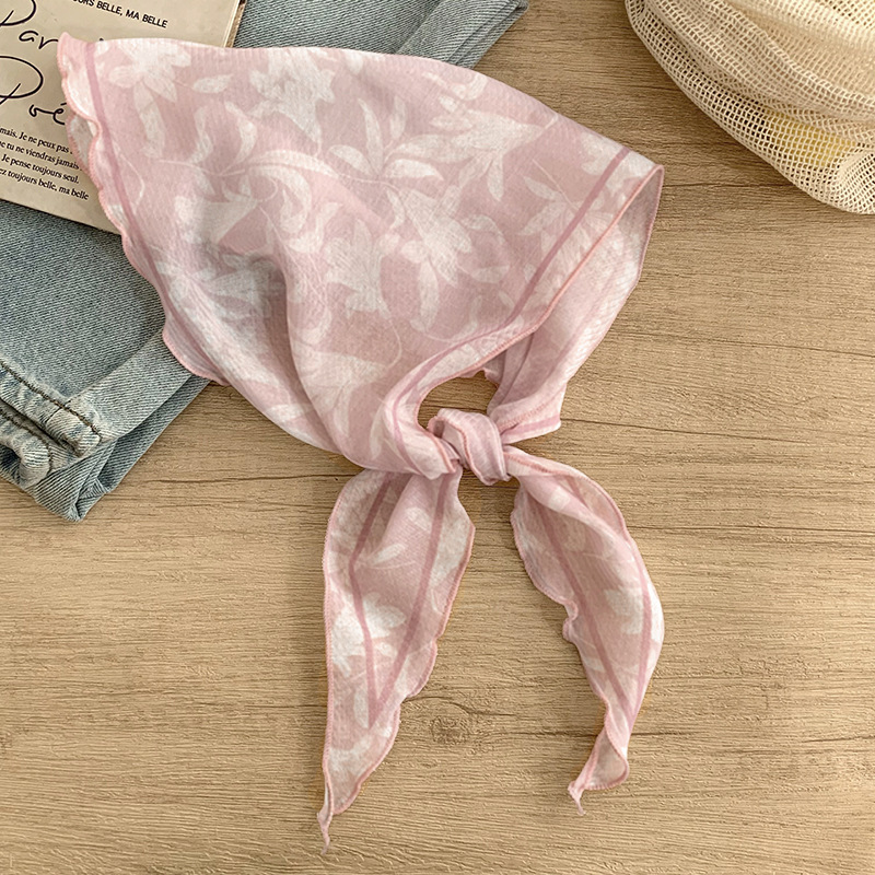 Bufanda de seda nuevo estilo protector para el cuello bufanda para el cuello pequeño y fresco pañuelo floral a cuadros cinturón para el cabello para atar el cabello bufanda triangular multiusos para atar la cintura