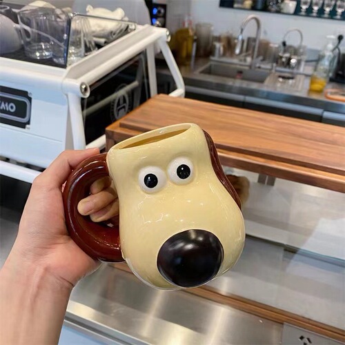 Leader Dog Hand-painted Ceramic Cup Creative Mug Children's Cute Breakfast Milk Oatmeal Cup Large Capacity Water Cup
