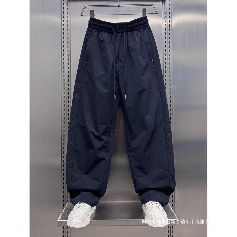 Ice Silk Casual Pants Men's Summer Thin 2025 New Straight Loose Wide-Leg Long Pants Cool Scimitar Men's Trousers