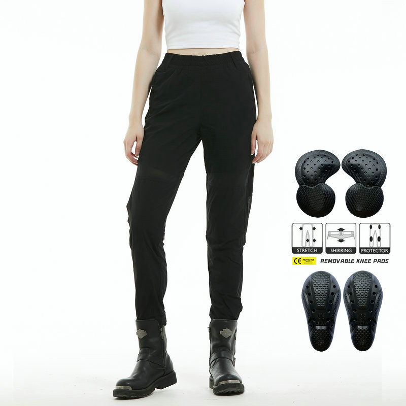 VOLERO motocicleta pantalones de montar verano de las mujeres malla de dos vías circulación transpirable motocicleta casual estiramiento pantalones resistentes a la caída