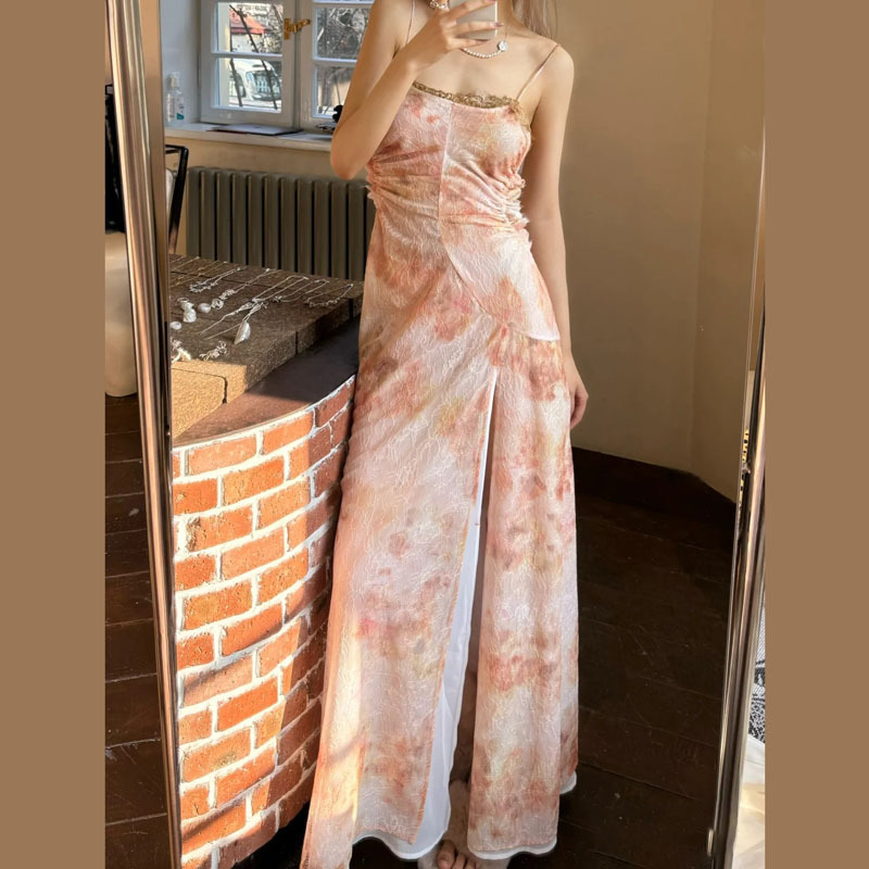 [Special Offer, No Returns or Exchanges] 50% off Ready-To-Ship Mesh Curve Design Sleeveless Lace Backless Long Dress