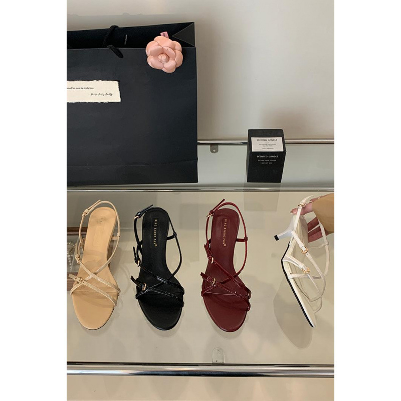 Women's 2026 Summer Commuter Solid Color Open Toed High Heels With Straightened Middle Heels_voghion.com