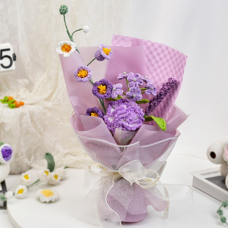 Flor de lana tejida a mano ramo de flores de girasoles flores de punto flor de simulación comercio exterior transfronterizo amazona