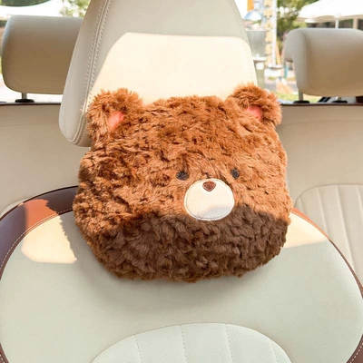 Interior Accessories, Waist support - rabbit-fur-polished-bear-head-pillow-dark-coffee