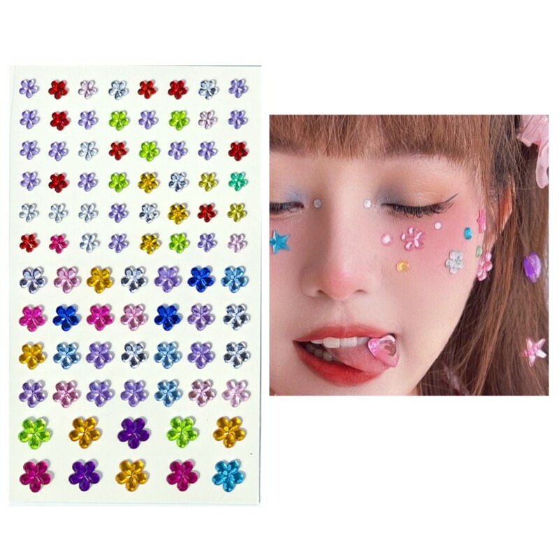 Children's stage decoration Diamond stickers ear stickers colorful love plum shaped adhesive stickers Diamond Net red manicure eye makeup