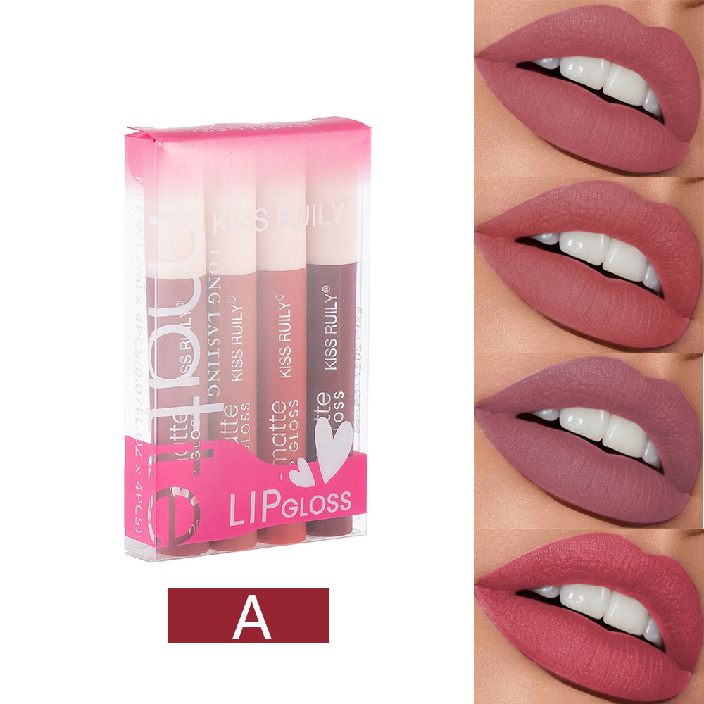 Cross-border Makeup 12-piece matte non-stick cup lip gloss set, European and American style liquid lipstick velvet waterproof lip gloss for export undefined