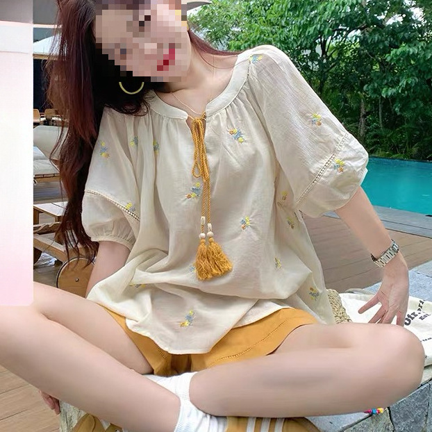 夏季新款韩系穿搭短袖衬衫女宽松衬衣娃娃小衫新中式上衣两件套装
