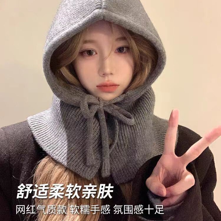 Pullover Hat Scarf Korean Style Beanie Versatile Hat Winter Knitted Hat Warm Hooded Hat