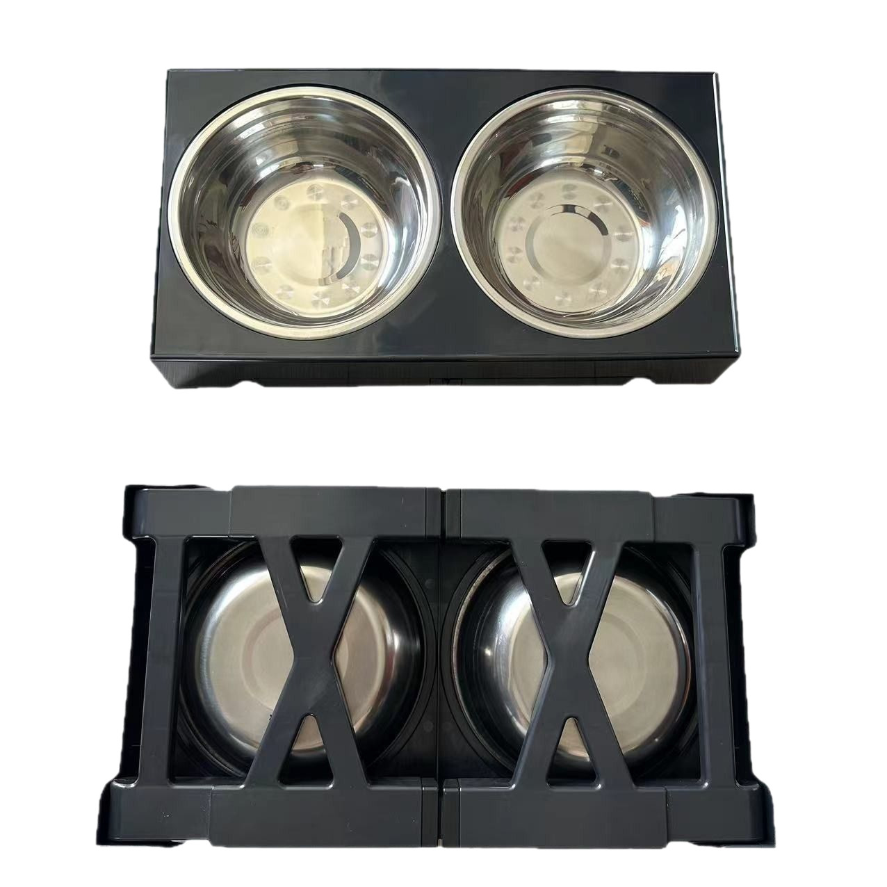 Tazón elevado de acero inoxidable para mascotas, anti-vuelco, grande, comida y agua