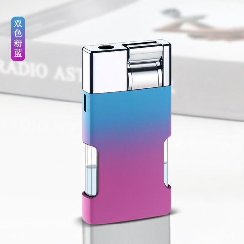 HB033-1 Lever Ignition Direct Thrust Transparent Window Inflatable Lighter Ad LOGO Laser Made Lighter