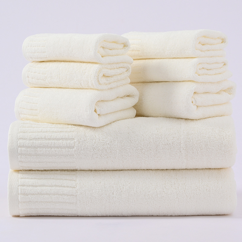 아이보리 울 목욕 타월 8 개 세트