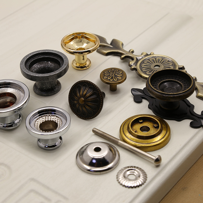 Ceramic Handle Hardware Accessories Antique Chrome Base Plate Round Pumpkin Handle Single-Hole Alloy Handle Accessories