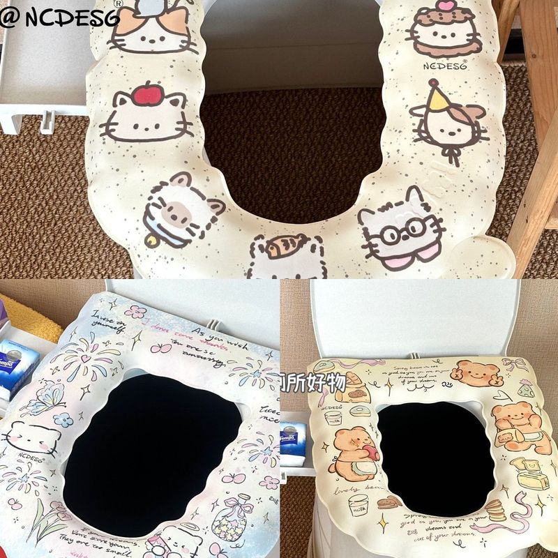 アメリカンレトロトイレマット防水増粘粘着タイプかわいいユニバーサル便座カバー家庭用洗える四季|undefined