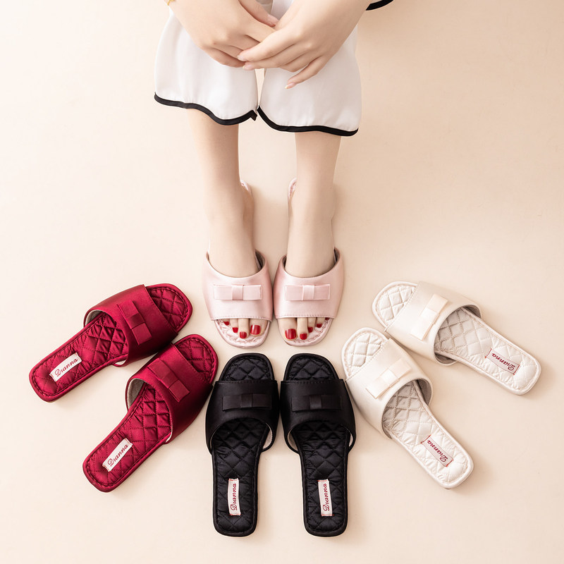 Indoor Slippers with Non-Slip Soft Soles, Versatile for Newlyweds, Festive Wedding Slippers, Bridal Robe, Bride and Groom's Wedding Gift, Satin for Women