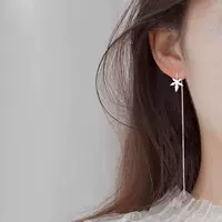 Свежие серьги с Кленовым листом из стерлингового серебра S925 пробы, Женские Элегантные Простые художественные ретро серьги в Корейском стиле с длинными кисточками