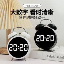 ✅闹钟叫醒学生起床LED电子显示机械打铃声音闹