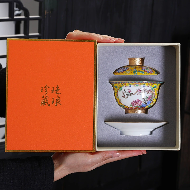 Чайная крышка гурт enamel цвет три-муравейная чаша, одиночная чашка чай чаши с тремя башнями, три башни, чаши