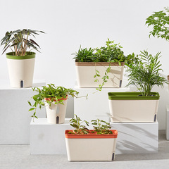 日本式緑植園芸怠け者植木鉢プラスチック樹脂自動吸水植木鉢オフィスデスクトップ緑羅植木鉢