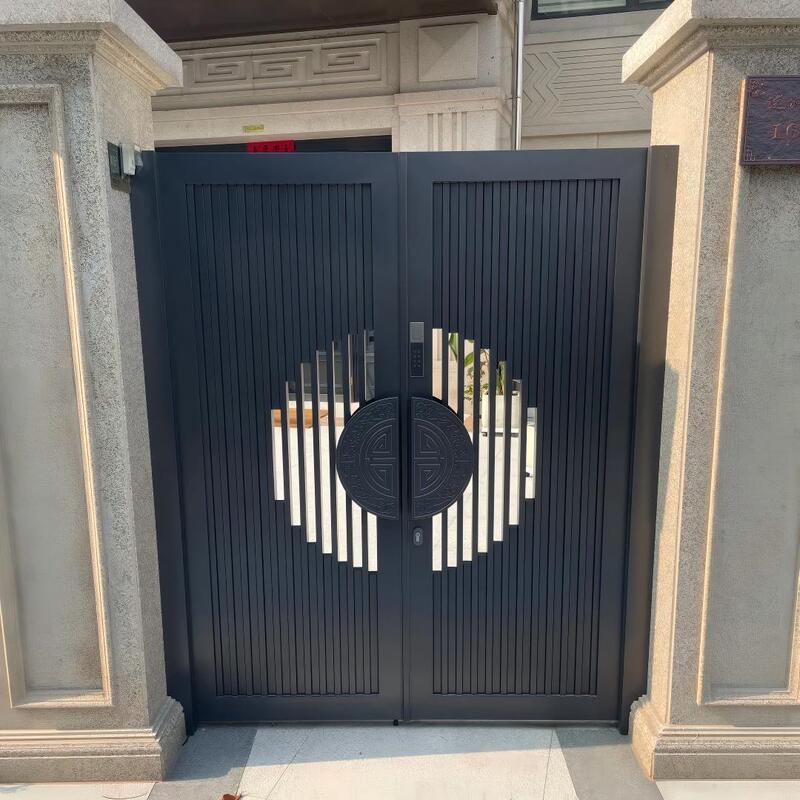 广东现代简约铝合金别墅庭院大门农村自建房八字平开门花园入户门|undefined