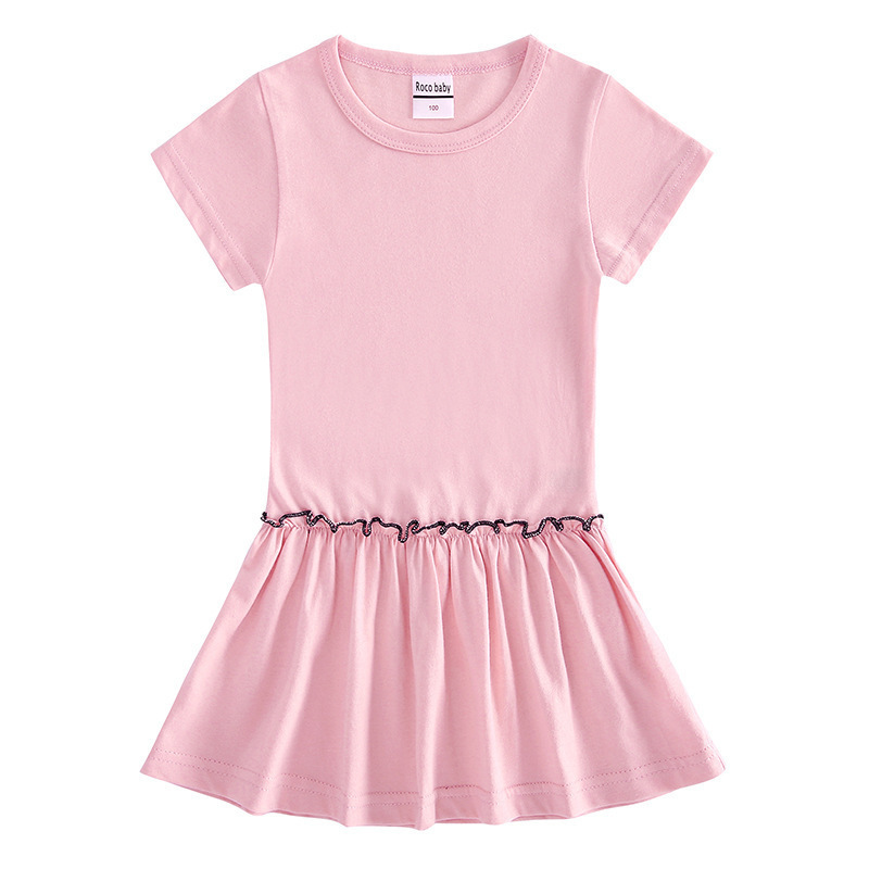 2026 Summer New Korean Style Children's Short-Sleeve Dress Half-Sleeve Baby Ruffled Pleated Stylish Thin Dress