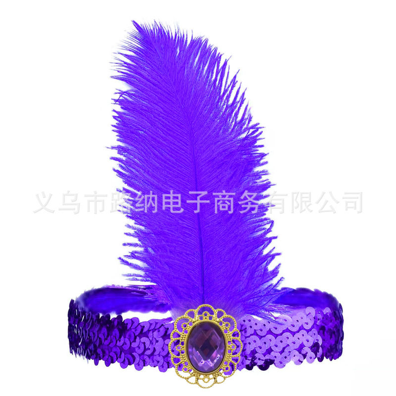 1920s女士套装八件套古典蕾丝羽毛宴会舞会套装旗袍走秀头饰装扮|undefined