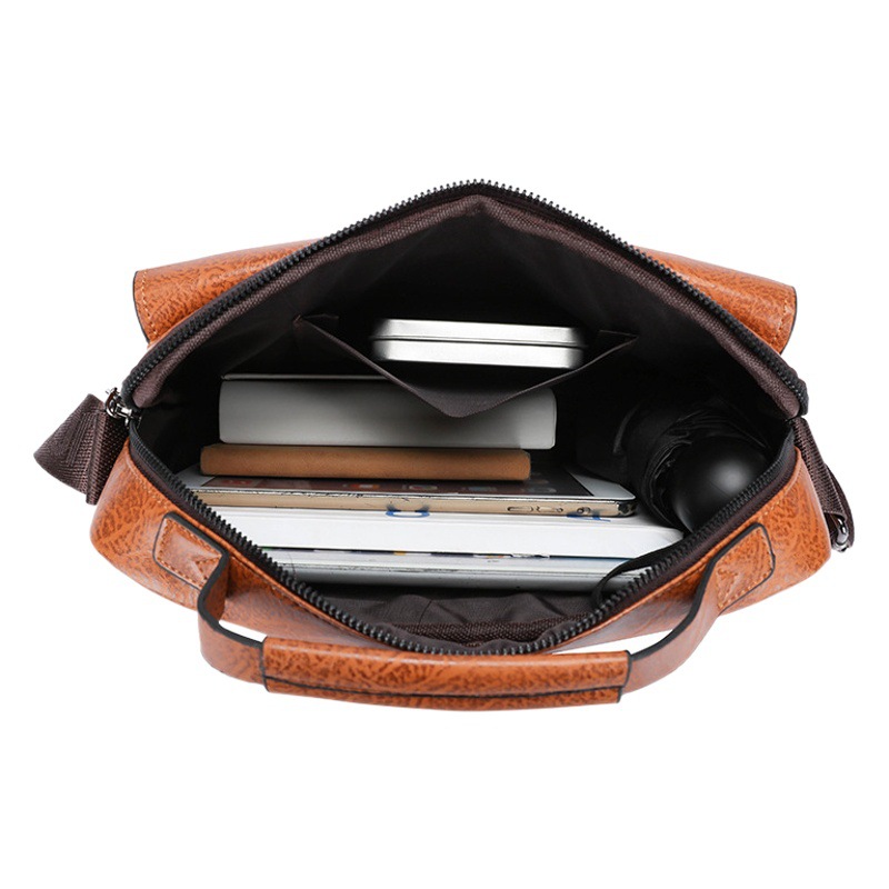 Men's Shoulder Bag Crossbody Bag Large Capacity PU Retro Business Backpack Multifunctional Leather Bag Crossbody Bag Computer Backpack